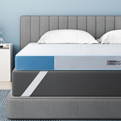 BedStory Topper in gel 200 x 200 cm, altezza 10 cm, coprimaterasso in schiuma di gel, H3&H4, coprimaterasso in schiuma fredda, topper opaco per letto a molle, divano letto, roulotte, certificato