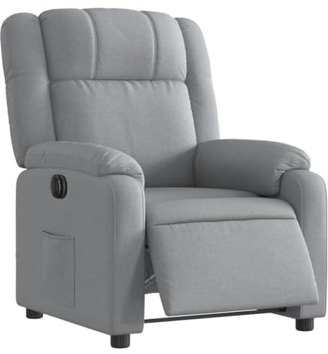 vidaXL Relaxsessel, Sessel mit Liegefunktion Elektrisch, Fernsehsessel Liegesessel für Wohnzimmer, Ruhesessel Polstersessel, Hellgrau Stoff