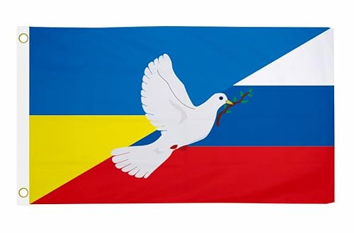 U24 Flagge Fahne Ukraine-Russland mit Friedenstaube Hissflagge 90 x 150 cm