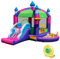 DREAMADE Château Gonflable 5 en 1 avec Toboggan, Panier de Basket-Ball, Piscine à Balles, Trampoline, Aire de Jeux avec Riches Accessoires pour Enfants 3-10 Ans, Charge 90 KG (avec Gonfleur 680w)