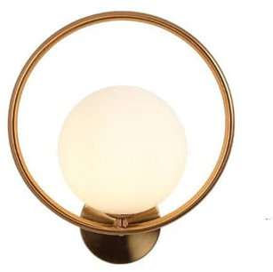 NICRX Wandlampe innen Messinggold-Weiße Glaskugel Wandleuchte 15 cm,Moderne Gold Wandleuchten für Wohnzimmer,Schlafzimmer,Flur Leselampe,Nachttischleuchte,Dekorative Badezimmer Wandbeleuchtung