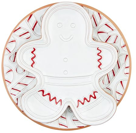 Mud Pie Geschachtelte Teller und Tabletts, Lebkuchen, 31 x 26 cm, Zuckerstange, 33 cm Durchmesser, Weiß