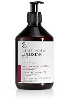 Collistar Activi Puri Hair Phyto Keratin-Shampoo, intensiv, nährend, für beschädigtes und sprödes Haar, Maxi-Format, 500 ml