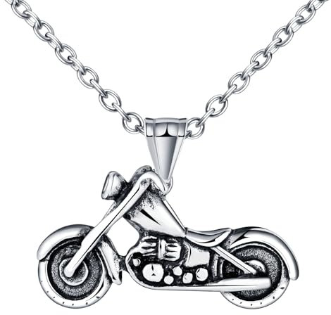 INFINIONLY Motorrad Edelstahl Ketten Halskette für Herren: Fashion Halskette Anhänger mit 55cm Kette - Vintage Biker Schmuck - Hip Hop Dekoration für Jugend