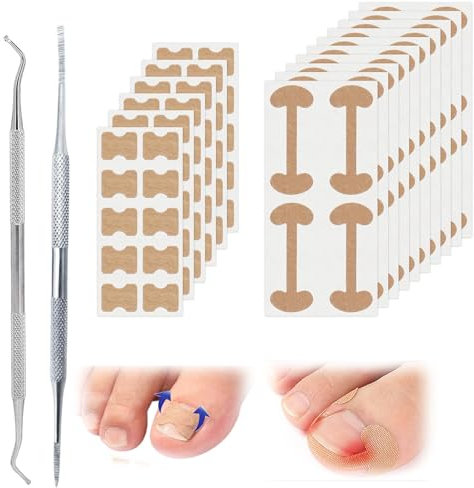 90 Pcs Toenail Stickers, Ingrown Toenail Treatment, Ingrowing Toenail Kit, Two Types Of Nail Correction Patches, 2 Styles Ingrown Toenail Tool For Toenail Care Protect Toe Nail