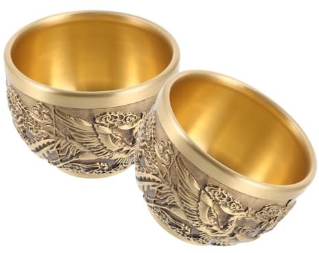 Amosfun 2 Pz Bronzo Stoviglie Antiche Arredamento Della Casa Tazza Da Tè Antica Tazza Di Succo Di Metallo Beve Vintage Contenitore Dell'acqua Da Tè in Metallo Rame