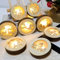 Weihnachtsdeko Holz, 8 Stück Holzanhänger Weihnachten LED Dekoleuchte aus Holz, 3.55 inch Hängende Runde Holzdeko Deko Beleuchtet für Weihnachten Advent Winter Stern Tisch Deko Beleuchtung(8 Muster)