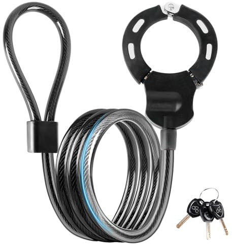 Candado Patinete Electrico Candado Bicicleta Antirrobo, 120cm/14mm Candados de Cable Acero de Alta Seguridad con 3 Llaves, Ideal para Scooters/Motos/Verjas y Vallas/Cochecitos de Niños