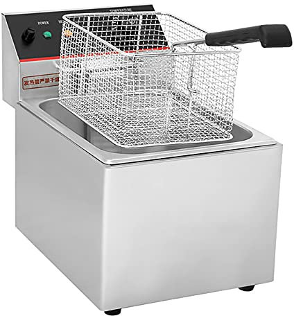 Freidora Comercial de 8 litros con Control de Temperatura, Tanque de Aceite Antiadherente de Acero Inoxidable, Tapa y Cesta extraíbles, pies Antideslizantes, fácil de Limpiar, 2800 W, Doble