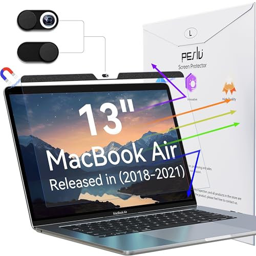 Peslv Magnetische Anti-Blaulicht-Displayschutzfolie für MacBook Air 13 Zoll (2018-2021, M1), abnehmbarer Blendfilter für 13,3 Zoll Mac-Laptop-Computer