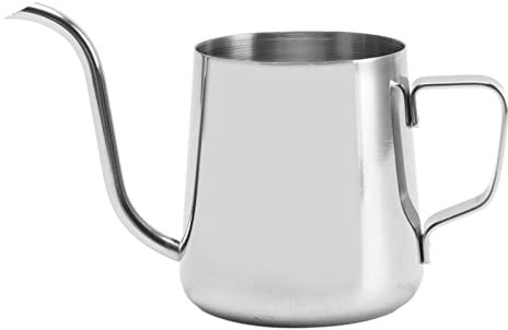 Baxnore Caffettiera per tè a goccia in acciaio inossidabile, Bollitore per caffè a collo di cigno, Bollitore per caffè a goccia, Teiera a collo di cigno per casa all'aperto (Argento da 250 ml)