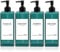 Roselee 4er Seifenspender Set 500ml Seifenspender Dusche, Kunststoff Pumpspender mit Trichter und Wasserdichten Etiketten Shampoo Spender für Küche Badezimmer Bad Grün