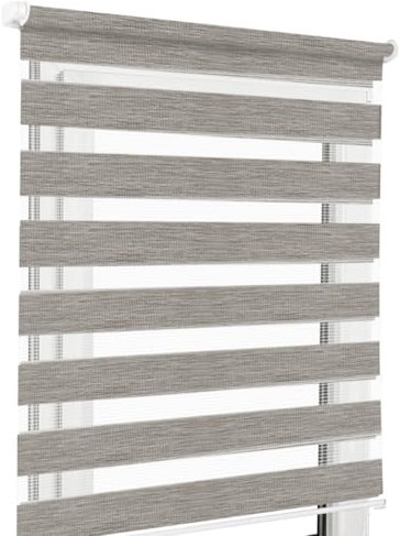 Home-Vision® DuoRollo Schrauben, Doppelrollo mit Bohren zum Anschrauben, DuoRollos für Fenster und Türen (Holzlook Grau, B150 x H150 cm)
