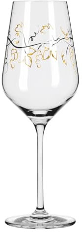RITZENHOFF 3011012 Weißweinglas 300 ml - Serie Herzkristall Nr. 12 - mit Buchstabenmotiv in Roségold - Made in Germany