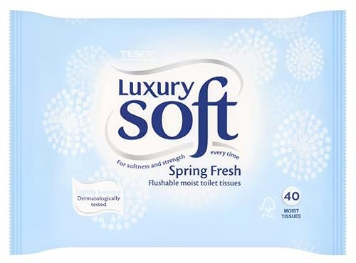 Luxury Soft Flushable Moist Toilet Tissues Spring Fresh (6 X 40Pkt), Premium Product,Try Using with Luxury Soft Dry Toilet Tissue for Extra Freshness, Dermatologically Tested and pH Balanced.