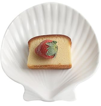 Matte Ocean Series Fish-Shaped Plate Restaurant Scallop Conch Special-Shaped Home Salad Flavored (Scallop Plate,White)