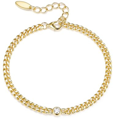 PHNIBIRD Armband Damen Gold 3.6mm Breit 20cm Kubanische Armbänder Geschenke | 18K Vergoldet,Hypoallergen,Geeignet für den Alltag,Schlichte Modeschmuck,Einfach anzulegen,als Geschenk für Damen