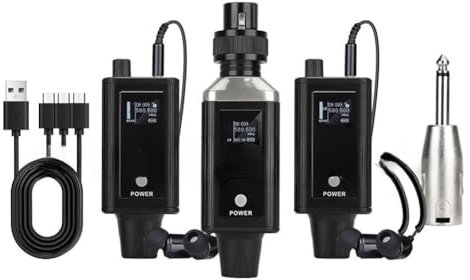 Luobannm de Monitorización Inalámbrica Estéreo UHF con 2 Receptores. Auriculares Portátiles en Tiempo Real para Ensayos de Cantantes y Bandas.
