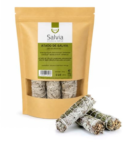 SALVIA | Weißer Salbei Bündel Natürlich (5 STK) | Smudge Stick Räucherwerk für Energetische Reinigung, Rituale, Yoga, Meditation