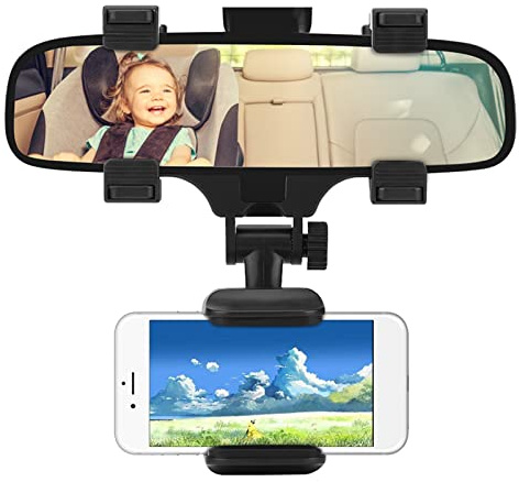 Ejoyous Handyhalterung Auto Rückspiegel, Rückspiegel Telefonhalter Auto Handyhalter 360 Grad Drehbarer Multifunktionaler Autotelefonhalter