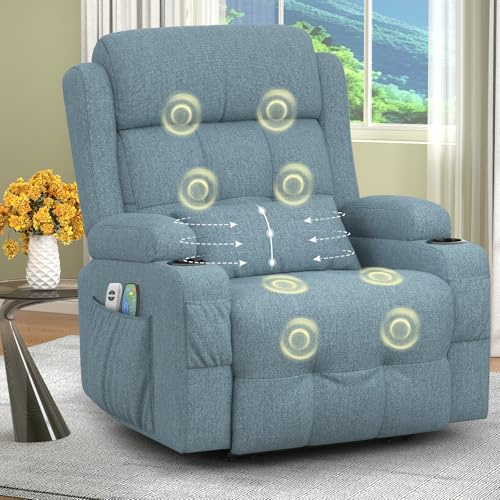 SQUEBILIFE Relaxsessel Fernsehsessel Elektrisch Verstellbar Massagesessel mit Wärmefunktion Liegefunktion Fußteil, 2 Seitentaschen Getränkehalter, TYP C & USB-Anschlüsse, TV Sessel für Wohnzimmer