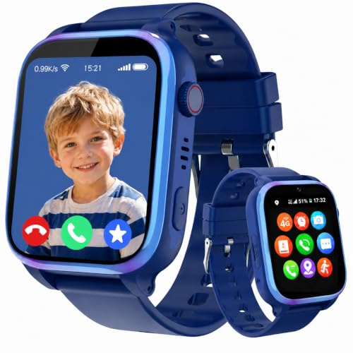 ELEJAFE Kids Smart Watch Boys Girls, Smart Watch for Kids 4G GPS Tracker with Video Call, Phone Call, Voice Chat, SOS Game IP68 Waterproof School Mode Smartwatch Birthday Gifts