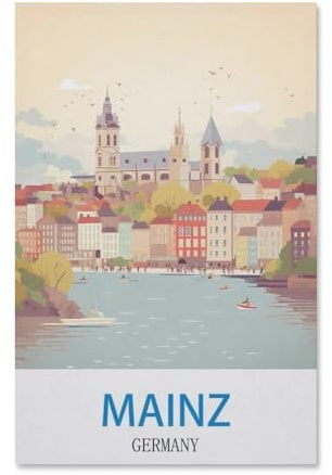 1000 Piece Jigsaw Puzzle，Mainz Germany Vintage Travel Poster，Adults Children Paper Toy Educational Game（26x38cm）-E48