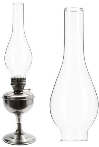 Sturmlampen Schornstein aus Glas mit 50mm Loch für Öllampen | Lampenschirm Rauchglas, Hohe Transparenz, Büro und Restaurant, Vintage Klassik