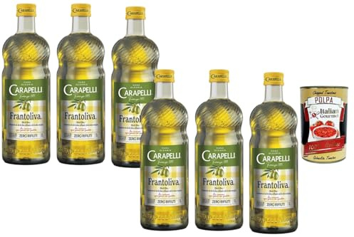 Italian Gourmet Carapelli Huile d’olive pour assaisonnement & cuisson – goût équilibré, idéale pour salades, pâtes, grillades et cuisine méditerranéenne – pack 6 x 1 L + Italian Gourmet Polpa