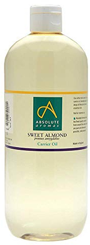 Absolute Aromas Sweet Almond Oil 1L - Pure, Natural, Cruelty-Free. Vegan, No GMO - Massage Base Oil and Moisturiser for Hair, Skin, Face and Nails