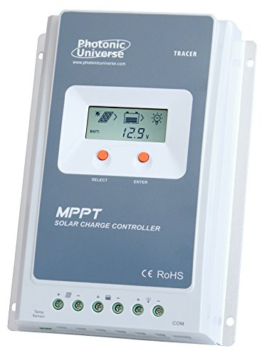 Photonic Universe 40A MPPT solar charge controller / regulator with built in LCD display for solar panels up to 520W (12V battery system) / 1040W (24V battery system) up to 100V