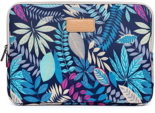 BSLVWG 10-15 Zoll Wald-Serie-Muster Wasserdicht Segeltuch Laptop-Hülle zum 13,3 Zoll Laptop Fall kompatibel mit MacBook Air 13 Hülle MacBook Pro 13 Hülle ipad 12.9 (13 Zoll, Blaue Bunte Blätter)