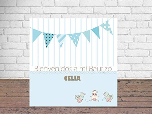 Photocall Bienvenidos a mi Bautizo | 1,50 m x 1,50 m | Photocall Ideal para Fiestas | Bautizos