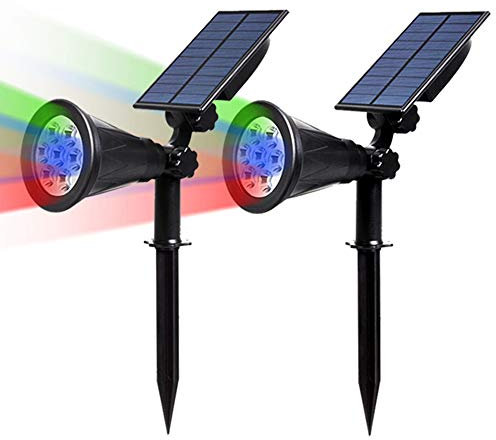 2 Stücke Bunt Multicolor Solarleuchten,7 RGB Farbe LED Lampenperlen,7 Farbwechsel,2 Beleuchtungsmodi,Solar Lichter Auto-on/off,für Hof Rasen Wege Auffahrt Terrasse Wasserdichte Outdoor Spot Licht