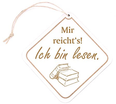 Schild Raute Holzschild graviert - Mir reichts, Ich bin lesen - Dekoschild zum Anhängen 12,5x12,5cm | Dekolando Home Accessoires