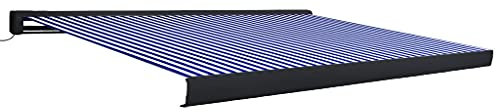 Gecheer Tenda da Sole a Cassonetto Motorizzata Automatica, Tenda da Sole Esterno, Tenda Balcone, Blu, Poliestere
