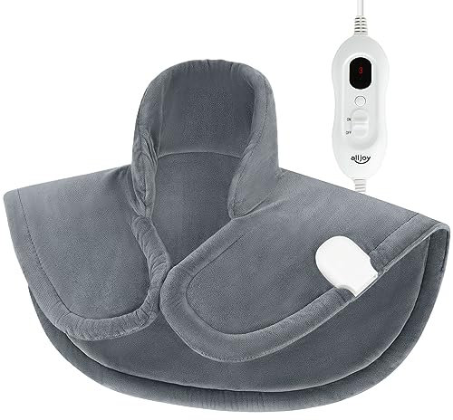 ALLJOY Heat Pads for Neck and Shoulder Pain Relief, 22x18 Neck and Shoulder Heat Pad, 2.2LB Weighted Heating Pad, 4 Heat Settings Auto-Off, Machine Washable