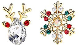 Tonsee Accessoire von Schneeflocken-Weihnachtsohrringen Frauen-Helle Persönlichkeits-Ohrringe Weihnachtsohrringe Neon Creolen (Silver, One Size)