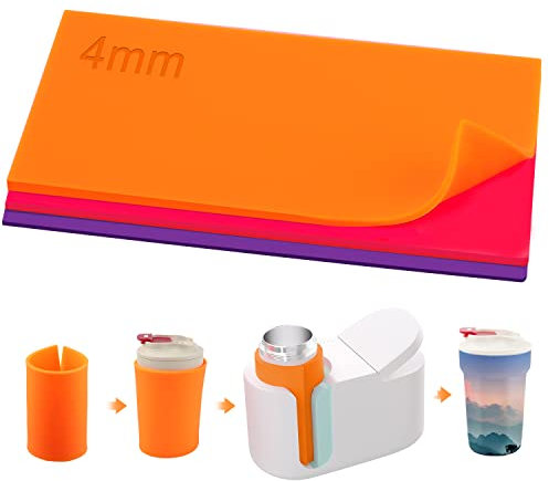 AIEX 3 Stück Silikon Sublimation für Cricut-Becherpresse, 3 Dicken kompatibel Sublimationsbecher Hochtemperatur-Silikon für die Sublimation von Tassen (Bunt, 24,9 x 12,2 cm)