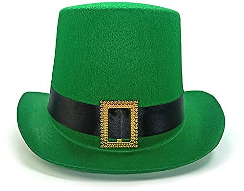 HilyBony St. Patricks Partyhut Kleeblätter Irish Day Kostüm Grün Kobold Zylinder Hut für Männer Frauen Teens