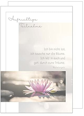 Edition Seidel Premium Trauerkarte mit Umschlag. Beileidskarte Trauer Karte mit Spruch Seerose Wasser Abschied Teilnahme Mitgefühl (T1088 SW023)