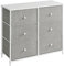 SONGMICS Chest of Drawers, 6 Fabric Drawers with Metal Frame, Storage Organiser Unit, Dresser, for Nursery, Bedroom, Hallway, Light Grey and White LTS323L10