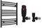 Myhomeware 500mm Wide Curved Black Radiator Bathroom Towel Rail Radiator For Central Heating Bathroom Heated Towel Rail (500 x 700 mm (h), With TRV Black Angled Valves)
