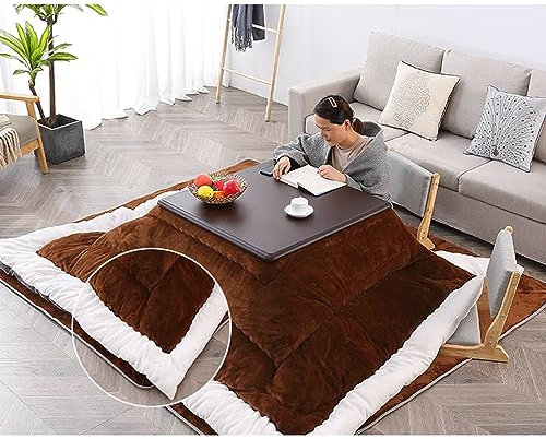 Kotatsu Heizung Tatami Tisch mit Decke Teppich Heizung Coffee Tables Beistelltisch Hängende Heizung unter Büro-Tisch Futon Matratze Japanische Matte Schlafmatte Verdickte Bodenmatte 4-teiliges Set (C