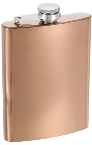 sourcing map Hip Flask for Liquor 8oz 230ml Stainless Steel Leak Proof Drinking Flask for Camping Hiking Outdoor Activity, Rose Gold