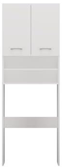 VBChome Waschmaschinenschrank 64 x 30 x 180 cm Weiß 2 Türen mit 2 Facher Hochschrank Badschrank Regal über der Waschmaschine Badezimmer Praktisch Waschmaschinenüberbau Weiß