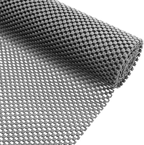 Fadcaer Non-Slip Mat,30X200CM Anti-Slip Shelf Liners Anti-slip Mat,Kitchen Shelf Liner Cupboard Cabinet Liners,Rug Gripper Antislip Matting,Drawer Liners Non Adhesive Fridge Liner for Shelves (Grey)