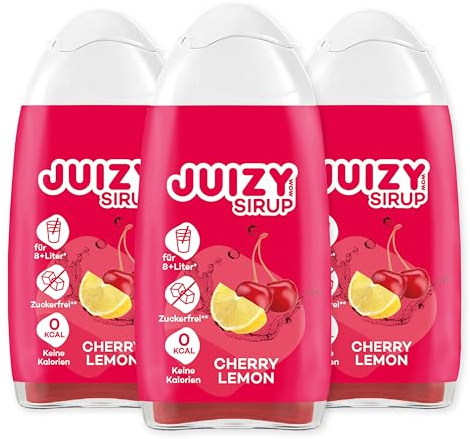 JUIZY WOW Sirop sans sucre | 3 x 65ml Cherry Lemon - Jusqu'à 36L Sirop naturel pour boissons | Zero Calories | Vegan | Bundle de 3 | Boisson concentrée prête à l'emploi | More Juice - Less Calories