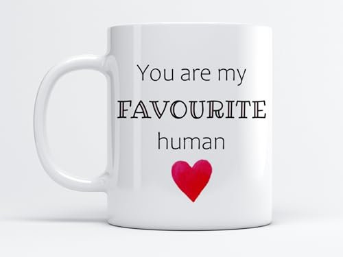 EKAM You are My Favourite Human with Cute Heart Ceramic Coffee/Tea Mug Valentine Gifts for Wife & Husband, Him or Her Gift for Girlfriend, Boyfriend (11oz Mug)