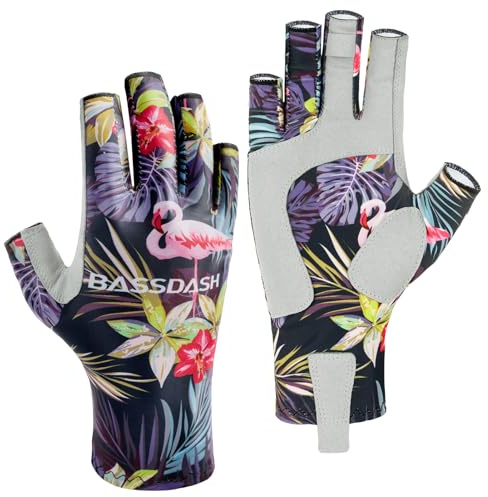 Bassdash ALTIMATE UPF 50+ Guanti da pesca da donna UV Protezione solare Guanti senza dita per kayak pagaia escursionismo ciclismo guida tiro allenamento